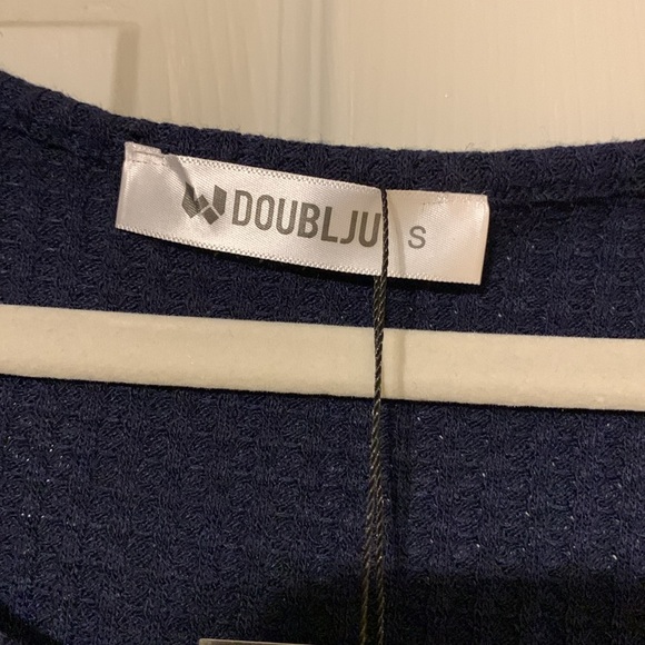 Doublju Deep Blue Waffle Buttoned Blouse NWT Small - Picture 3 of 4